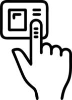 Close up of patient finger using biometric scanner with copy space vector