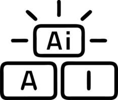 Close up of keyboard keys spelling AI glowing vector
