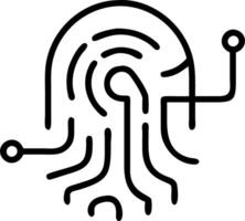 Close up of human fingerprint merging with circuit pattern vector