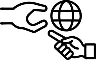 Close up of human hand and robotic hand touching a globe Set 3 vector