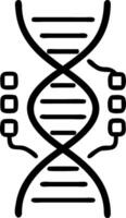 Close up of human DNA strand entwined with data streams vector