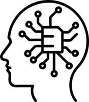 Close up of human brainwaves merging with circuit patterns vector