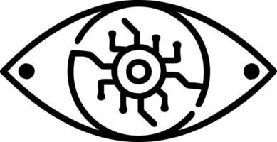 Close up of human eye with AI circuit pattern in iris vector