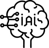 Close up of human brain model with embedded AI circuits vector