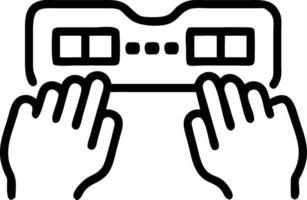 Close up of hands typing on virtual keyboard in VR vector
