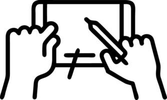 Close Up of Hands Drawing on Tablet During Brainstorming vector