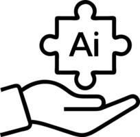 Close up of hand holding puzzle piece with AI printed on it with copy space vector