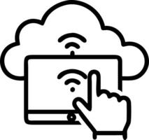 Close up of engineer monitoring cloud network on tablet with copy space vector