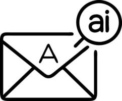 Close up of email icon with AI tag for customer support with copy space vector