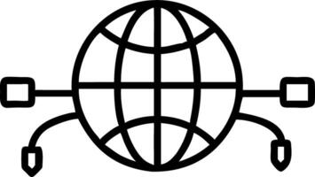 Close up of ethernet cables plugged into a global shaped hub vector