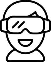 Close up of employee smiling while immersed in VR vector