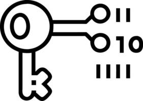 Close up of data code forming the shape of a key vector