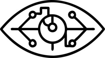 Close up of an eye with a circuit pattern in the iris vector