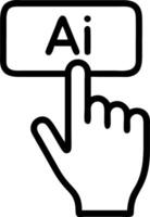 Close up of AI text appearing on a touch screen finger interaction with copy space vector