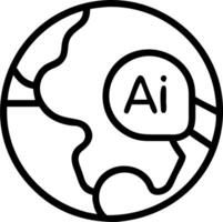 Close up of AI support icon with global map background and copy space vector