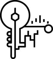 Close up of a key with a city skyline shaped key bit vector