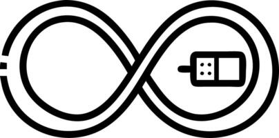 Close up of a network cable forming an infinity symbol vector