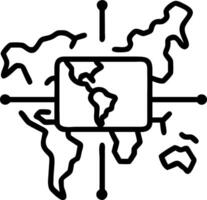 Close up of a microchip with a world map etched on it vector