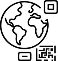 Close up of a QR code with a world map design vector