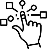 Close up of a hand interacting with holographic AI interface vector