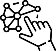 Close up of a hand touching a digital network hologram vector