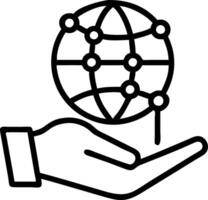 Close up of a hand holding a glowing digital globe vector
