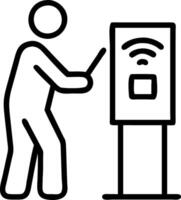 Citizens accessing public services via smart kiosks in a city square vector