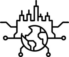 Close up of a circuit board forming a city skyline vector
