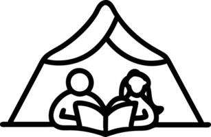 Candid Parents Reading to Child Under a Beach Towel Tent vector