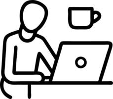 Candid Freelancer Designing Graphics in a Cafe vector