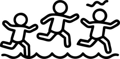 Candid Children Running Through the Waves While Parents Watch vector