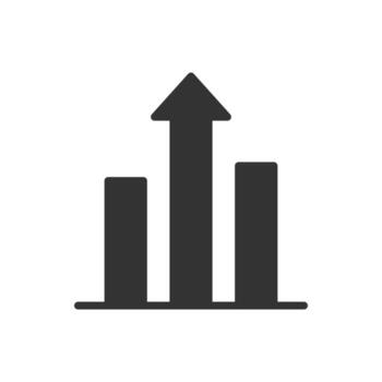 An icon of a bar graph with an arrow vector