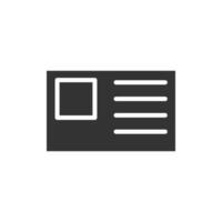 A black and white icon of a business card vector