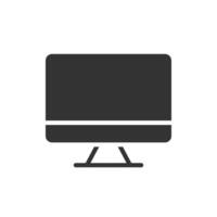A black and white computer monitor icon on a white background vector