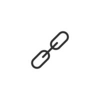 A black and white line icon of a link vector