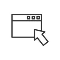 A black and white icon of a computer screen with an arrow pointing to it vector