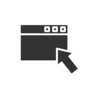 A black and white icon of a computer screen with an arrow pointing to it vector