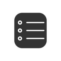 A black and white icon of a check list vector