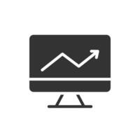 A computer monitor with an arrow going up on it vector