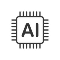 A black and white image of an ai chip vector