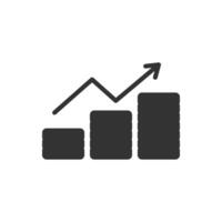 A graph bar with an arrow going up vector