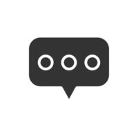 A black and white speech bubble with three circles vector
