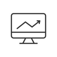 A computer monitor with an arrow going up on it vector