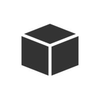 A black and white cube icon on a white background vector