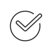 Check mark in circle icon, line style, illustration vector