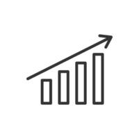 A graph line icon with an arrow going up vector