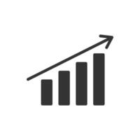 A graph bar with an arrow going up vector