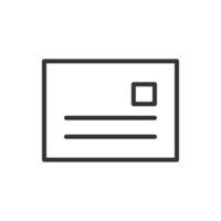 A black and white line icon of a letter vector