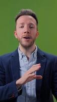 An Engaging Speaker on a Green Screen for the Purpose of Dynamic Media Creation and Interaction video
