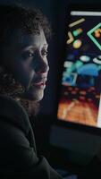 A Focused Professional Analyzing Data on a Modern Computer Screen in a Professional Workspace video